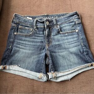 American Eagle Outfitters Blue Jean Shorts with Rolled Hems